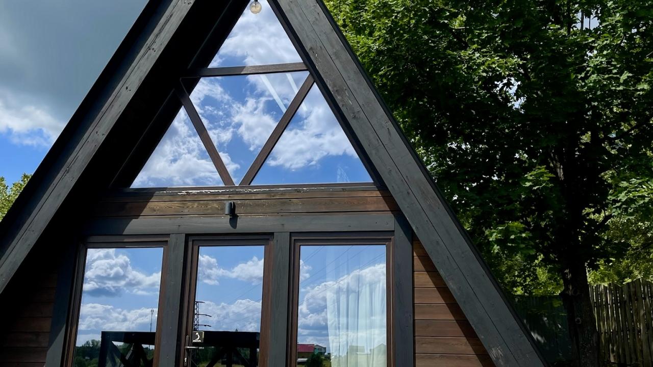 Real photos of A-frame at the foot of the Ural Mountains