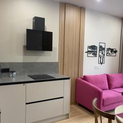 4-местные апартаменты люкс Семейный номер 38  кв.м с кухней-гостиной, спальней, большой лоджиейй с 1 двуспальной кроватью