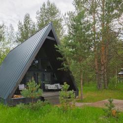Коттедж №15 A-Frame (с террасой, кондиционером и камином без купели)