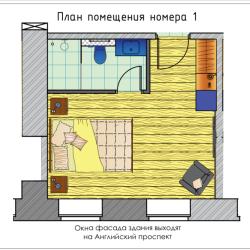 1-комнатные апартаменты улучшенные №1 Желтый