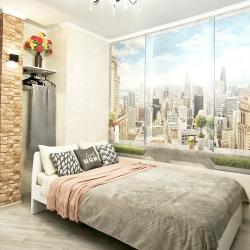 1-комнатные апартаменты студия Окно в New York_Санкт-Петербург, Мурино, Привокзальная пл., д.1а, к2