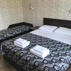 Трехместный номер стандарт с 1 двуспальной кроватью, открытым балконом и боковым видом на море