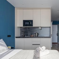 1-комнатные апартаменты студия г. Нижний Новгород, ул. Родионова, д. 136Б с 1 двуспальной кроватью