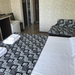 Трехместный номер стандарт с 1 двуспальной кроватью, открытым балконом и боковым видом на море