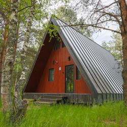 Коттедж №15 A-Frame (с террасой, кондиционером и камином без купели)
