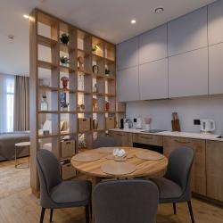 1-комнатные апартаменты студия с 1 двуспальной кроватью