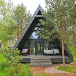 Коттедж №15 A-Frame (с террасой, кондиционером и камином без купели)