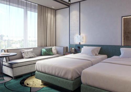 Номер стандарт с 2 односпальными кроватями на высоком этаже