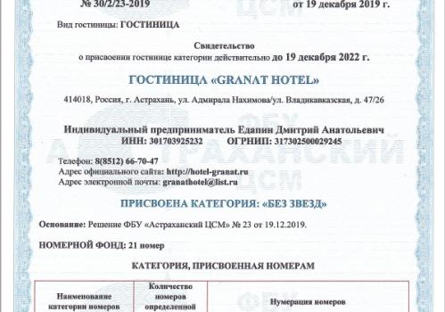 Фото Отель Гранат