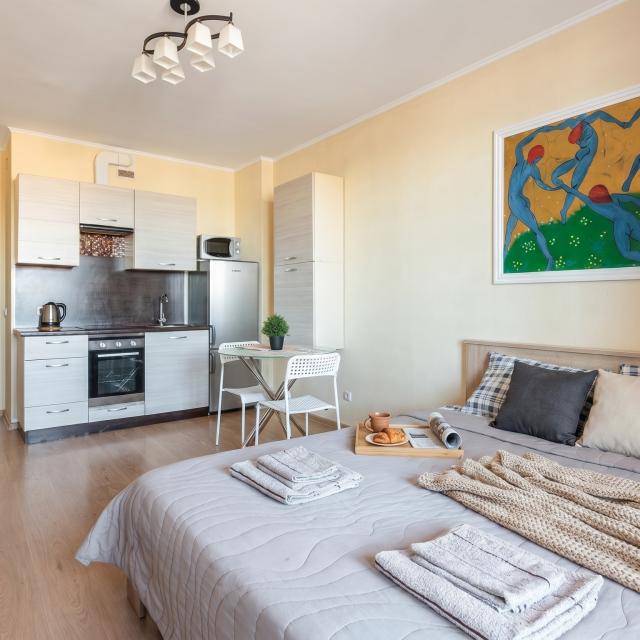 Sutki Rent (Rent Day) with a view of Okhta